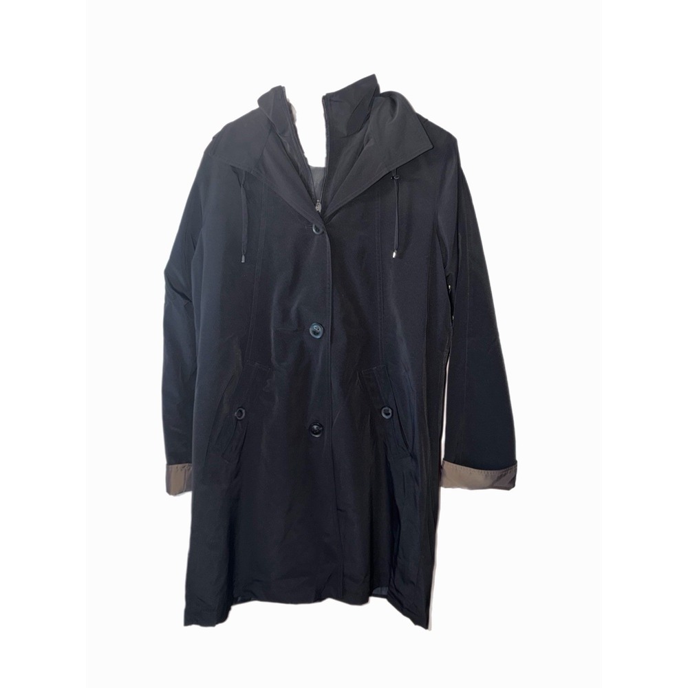 Gallery‎ NY Coat Women's Coat Water Resistant Hooded Jacket In Black, Size M